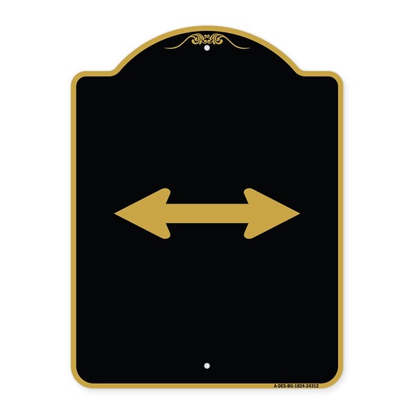 Signmission Designer Series Bidirectional Arrow Black, Black & Gold Aluminum Sign, 18" x 24", BG-1824-24312 A-DES-BG-1824-24312 - main